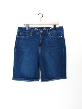 Seven7 Sunset Bermudas Dark Wash Blue Jean Denim Shorts